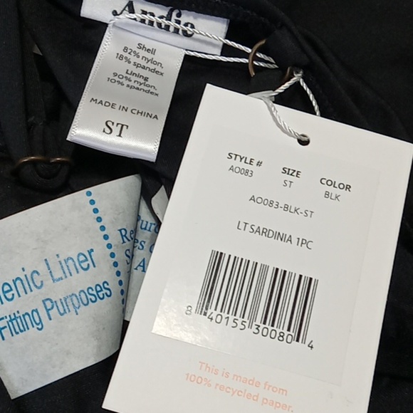 NEW Andie Bathing Suit Sz ST Black Swimwear Sardinia One Piece Swim - Picture 6 of 6